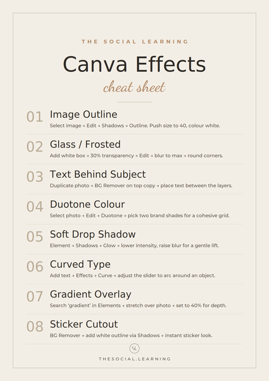 Canva Effects Cheat Sheet (Printable)